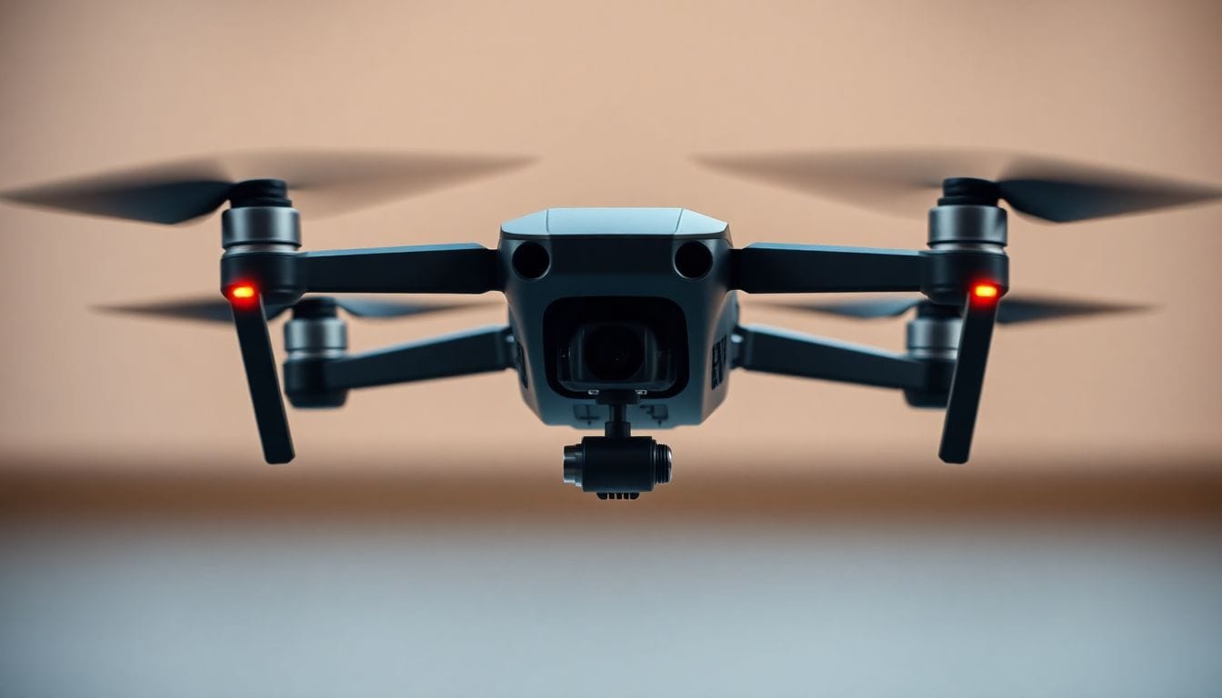 Drone compacto DJI Lito alçando voo, representando a nova tecnologia de drones super-baratos que os americanos estão perdendo, destacando seu design aerodinâmico e recursos avançados de filmagem.