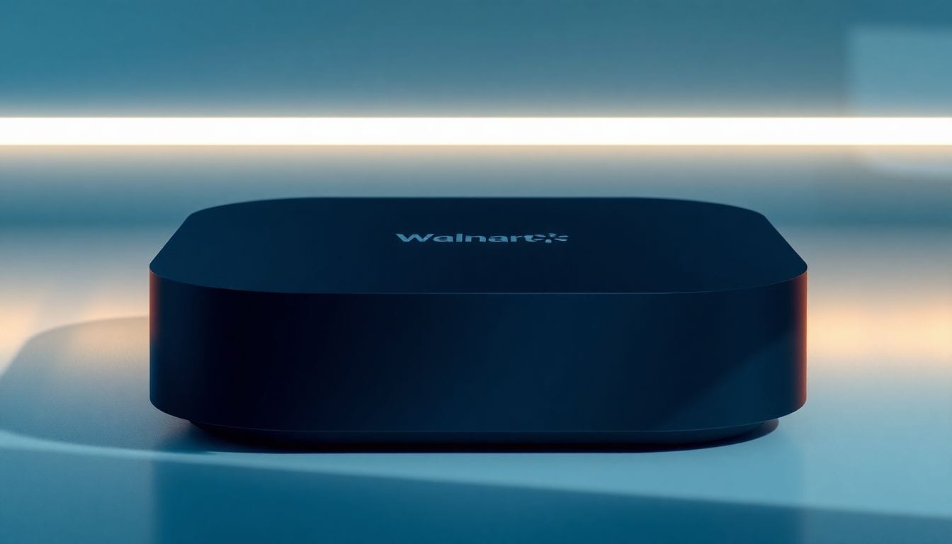 A nova Onn 4K Pro da Walmart, atualizada com suporte para Gemini e Matter, promete facilitar a busca de streaming e o controle de dispositivos inteligentes em casa. Esta imagem destaca o design elegante e as funcionalidades avançadas do dispositivo.