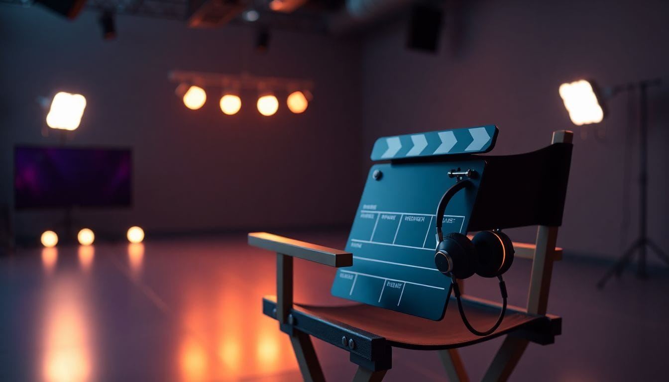 Imagem de uma cadeira de diretor em um evento de lançamento de filme da Apple TV, destacando a nova produção e seu impacto na indústria cinematográfica. Apple TV continua a surpreender com novos lançamentos.