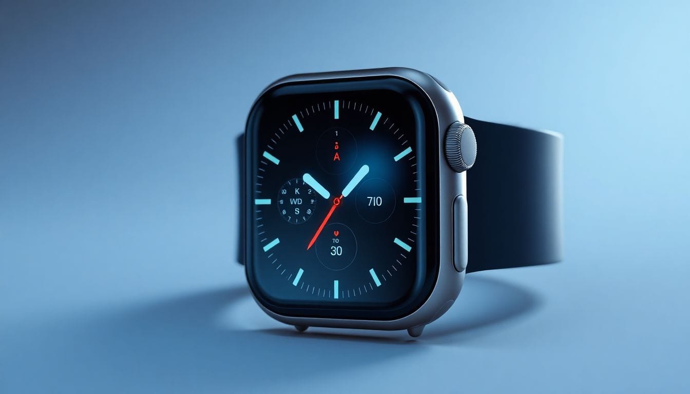 Imagem de um Apple Watch com tecnologia avançada destacando o sensor de oxigênio no sangue. A vitória da Apple no caso judicial com a Masimo garante que a funcionalidade permaneça ativa em seus dispositivos.