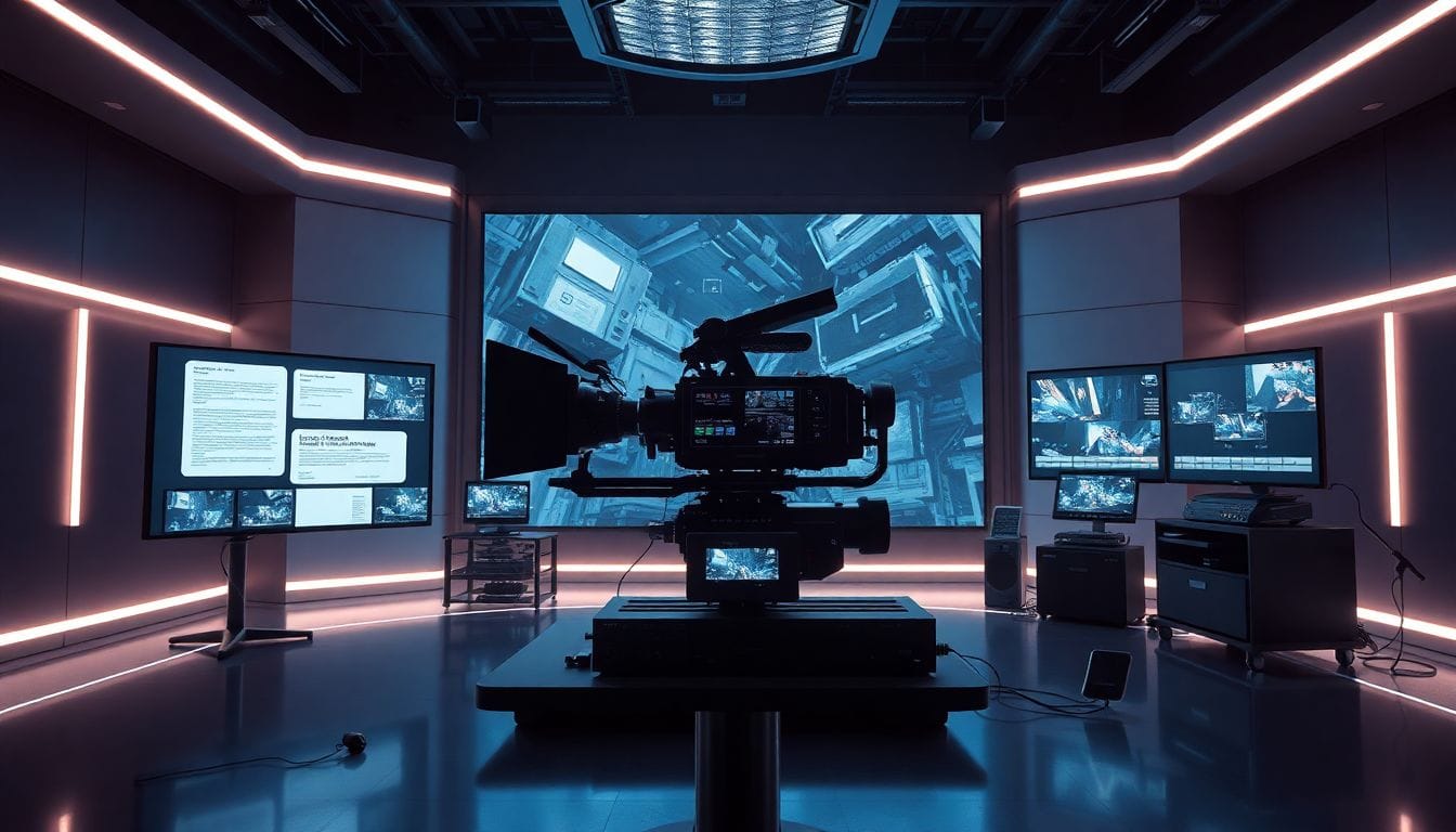 Uma representação de uma ferramenta de filmmaking AI chamada Nadou Pro, simbolizando a revolução na indústria de filmes que a plataforma de streaming da China, IQiyi, pretende implementar com a geração de filmes predominantemente AI gerados.