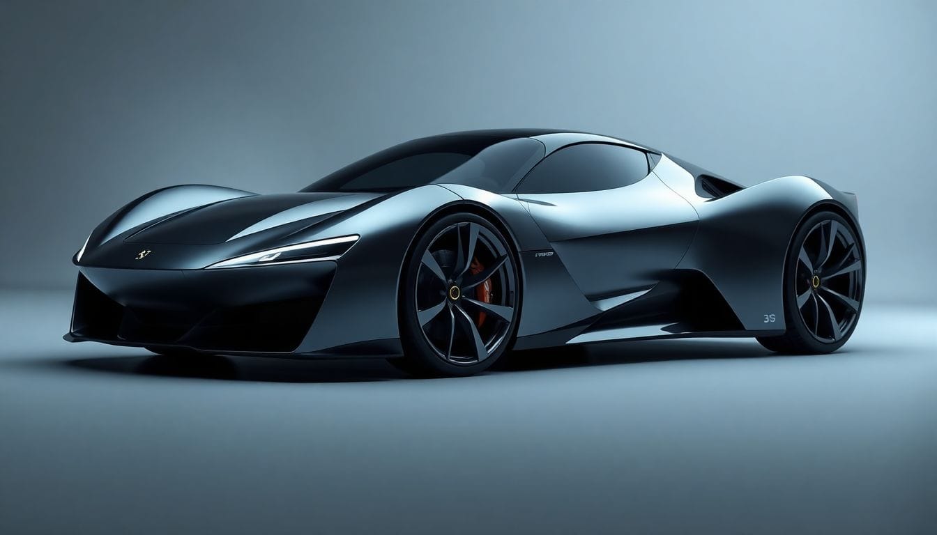 Imagem de um carro futurista que poderia ser um Volkswagen, inspirado no design inovador do Ferrari Luce. A imagem captura a beleza e a essência do futuro automotivo, utilizando tecnologia de ponta.