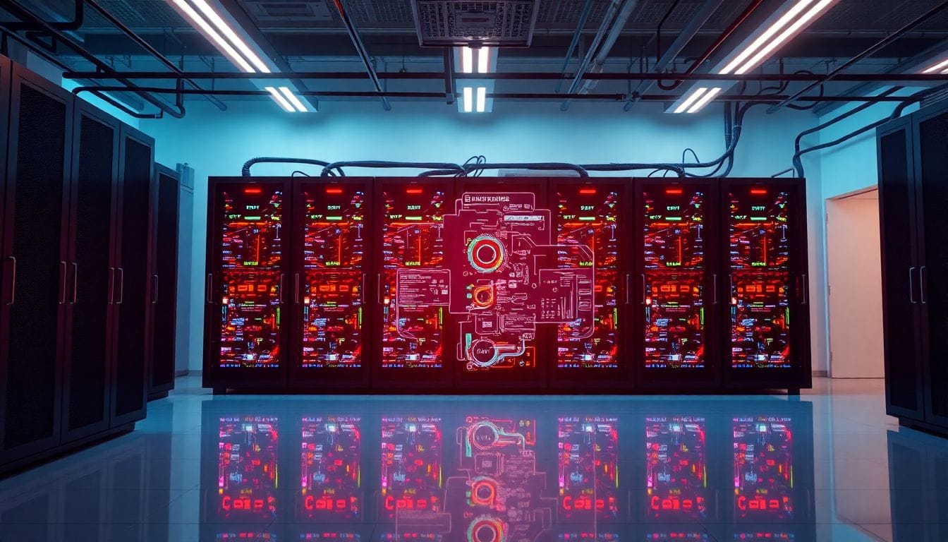 Imagem de um servidor moderno que simboliza a independência da Last.fm após sua separação da Paramount Skydance, destacando a tecnologia e sofisticação do ambiente digital.