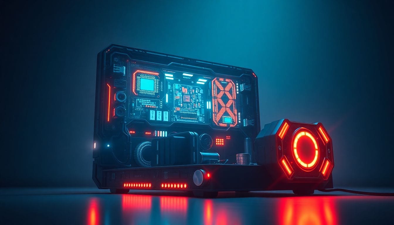 Imagem em alta definição mostrando um console de videogame futurista, representando o desenvolvimento do aguardado jogo Fable, que foi adiado para fevereiro de 2027.