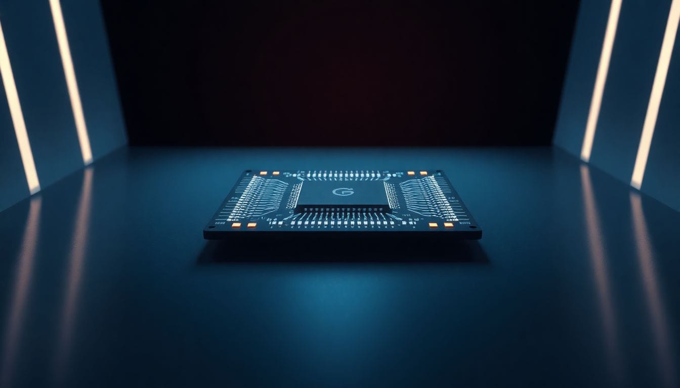 Imagem de um chip moderno que reflete a recuperação das ações da Intel, que subiram 13% após o relatório sobre a fabricação de chips da Apple. Essa tecnologia representa a nova era de parcerias no setor de semicondutores, com foco na inovação e no desempenho.