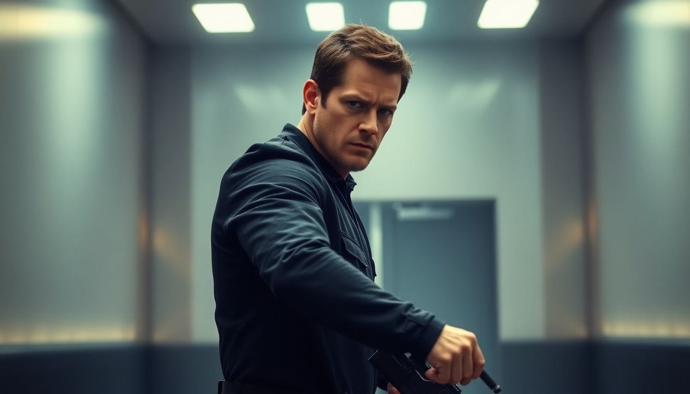 James Marsden em cena do novo projeto da Apple TV, 'Disavowed', um thriller de ação onde ele interpreta um ex-oficial da CIA em busca de um assassino enquanto lida com temas de traição e redenção.