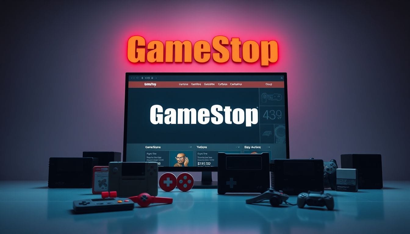 Imagem retratando a tensão entre o CEO da GameStop, Ryan Cohen, e o eBay, simbolizando a proibição de Cohen na plataforma após ele tentar vender itens de colecionador em uma ação pública vinculada ao mercado de ações meme.
