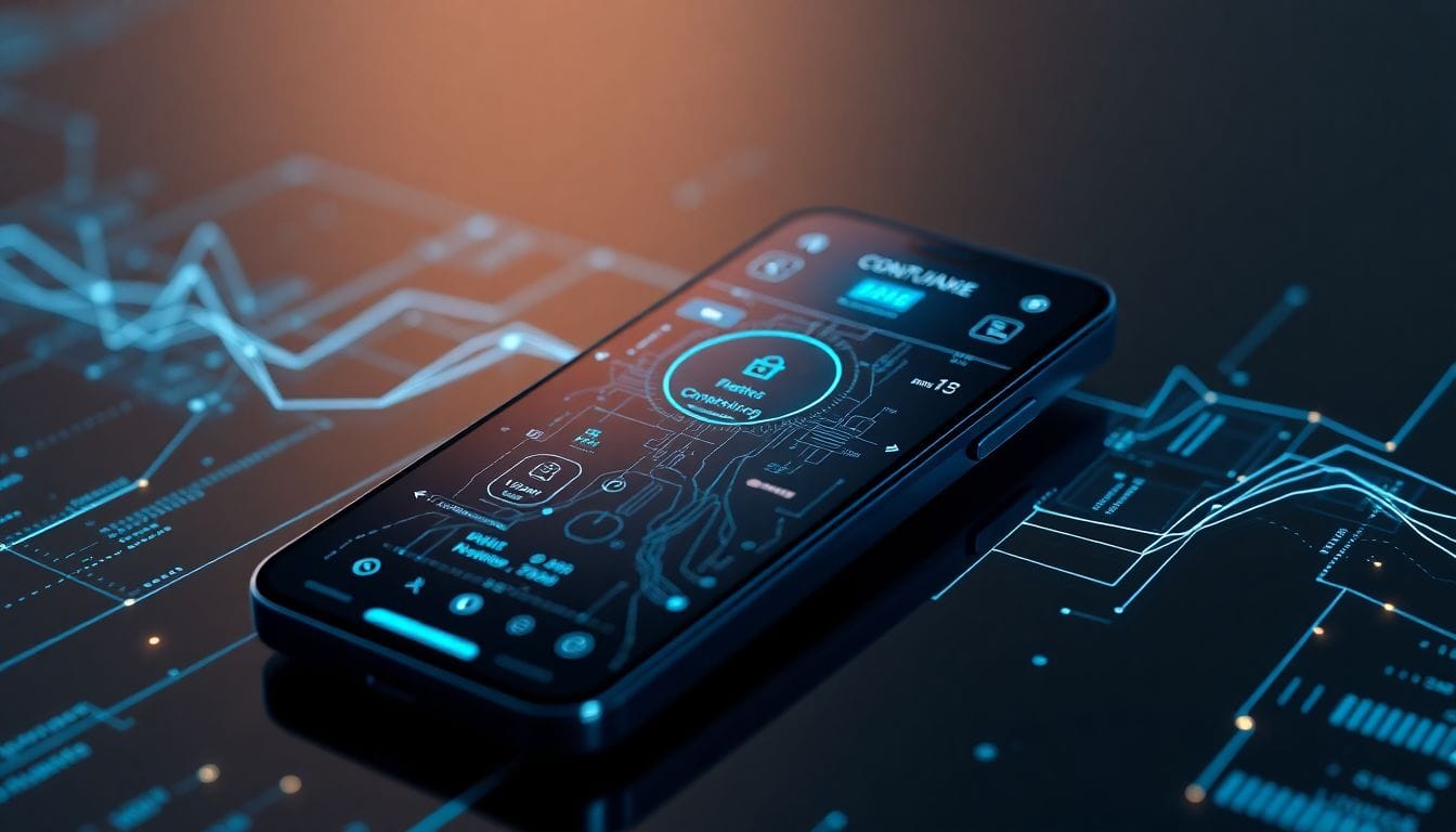 Interface de um aplicativo de rastreamento de contato em um smartphone, refletindo sobre a possibilidade de ajudar com o hantavírus em situações de emergência de saúde pública.
