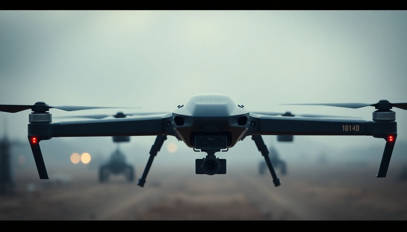 Drone militar de última geração da Helsing, com tecnologia avançada, simbolizando o crescimento do setor de defesa e a nova rodada de investimento de $1.2B.