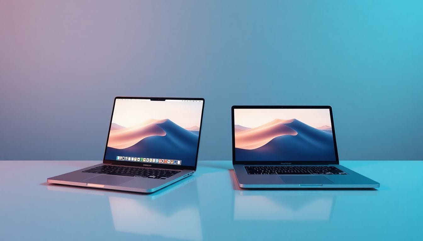 As melhores novas ofertas de MacBook em maio de 2026 destacam-se na imagem, com os modelos MacBook Air e MacBook Neo exibidos em um ambiente elegante e minimalista. A qualidade e acessibilidade desses dispositivos são evidentes, tornando-os escolhas ideais para compradores atentos.