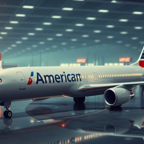 A imagem exibe uma aeronave da American Airlines equipada com a tecnologia Starlink, simbolizando a inovação na conectividade a bordo. Este contrato com a SpaceX representa um grande avanço para a internet em voo e destaca a crescente dependência de soluções tecnológicas no setor aéreo.