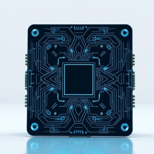 Uma imagem detalhada de um chip de inteligência artificial, simbolizando a colaboração inovadora entre o Vaticano e a Anthropic em torno do tema do potencial ético da IA, conforme abordado na encíclica do Papa Leo XIV.
