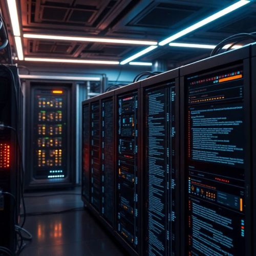 A imagem mostra servidores de alta performance utilizados pela nova linha de modelos da DeepSeek, destacando sua competitividade com as soluções de tecnologia do Vale do Silício a um custo reduzido.