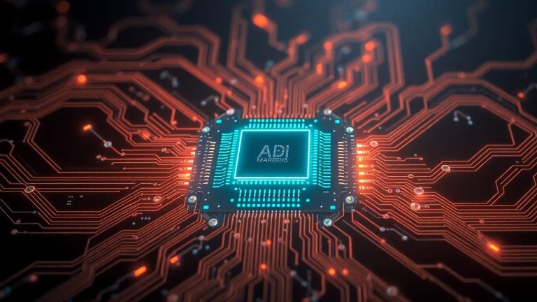 Uma representação fotorealista de um chip de inteligência artificial em um circuito, simbolizando a complexidade da tecnologia e os termos de IA discutidos para tornar a compreensão mais acessível ao público.