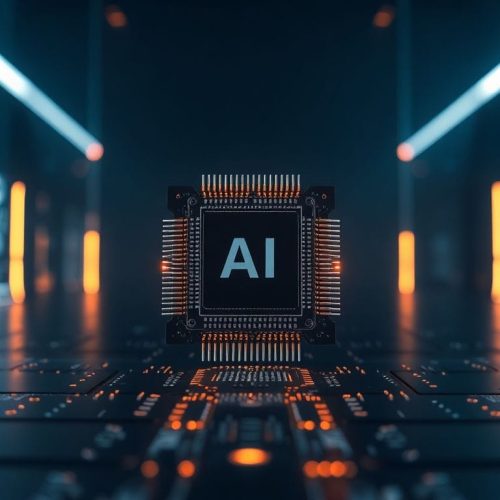 Um chip de IA em um ambiente de alta tecnologia, simbolizando o acordo do Google com o Pentágono para o uso de suas tecnologias em trabalhos classificado, gerando preocupações entre funcionários sobre a ética na aplicação da inteligência artificial.