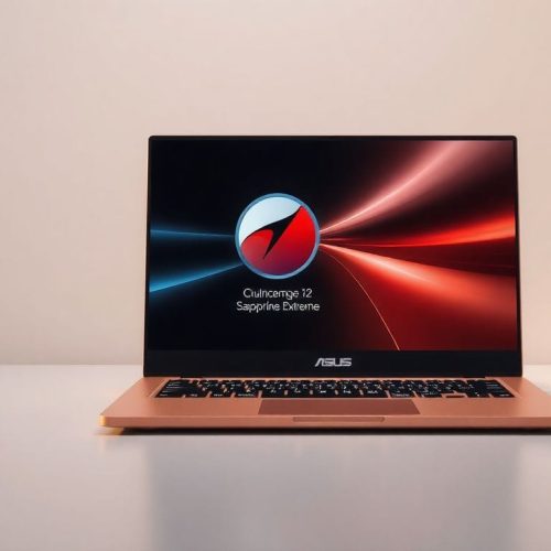 A imagem apresenta o laptop Asus Zenbook A16 em sua inovadora cor 'Beige Zabriskie', destacando o poderoso chip Qualcomm Snapdragon X2 Elite Extreme, que garante desempenho excepcional em um design leve e portátil.
