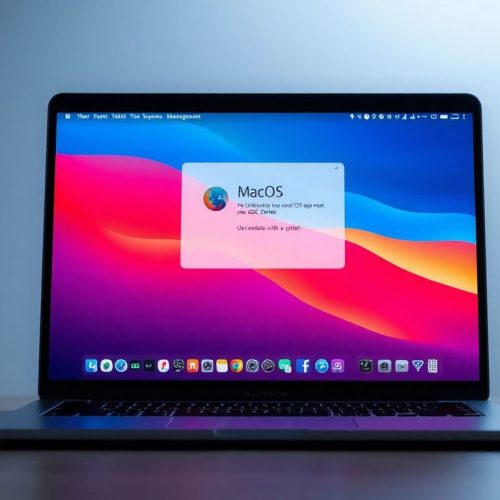 Uma imagem detalhada de um laptop MacBook exibindo a interface do macOS, reforçando a importância de não atrasar as atualizações do sistema. A atualização é essencial para manter a segurança e a performance, principalmente em ambientes de trabalho que utilizam tecnologia Apple.