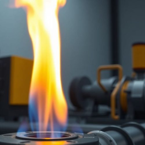 Flame de gás natural sendo queimado, simbolizando a crise energética provocada pela guerra no Irã e a oportunidade de aproveitar o gás desperdiçado para ajudar a mitigar a poluição de metano.