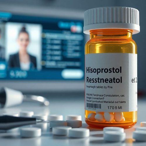 Imagem ilustrativa de um frasco de receita contendo comprimidos de misoprostol, simbolizando como o aborto telemedicina é ainda possível sem mifepristona, destacando a importância do acesso ao cuidado de saúde.