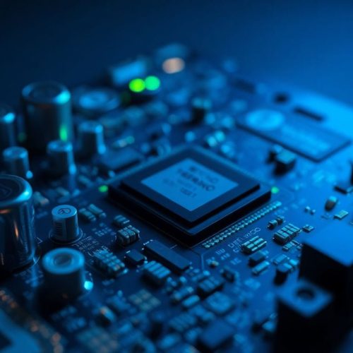 Placa de circuito de uma smart TV, representando o problema de atualizações de software da TCL e Roku que estão afetando o desempenho dos televisores, causando travamentos e telas pretas.