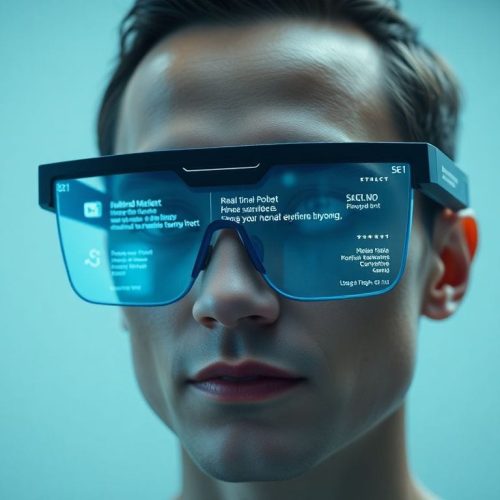 Imagem de óculos inteligentes com legendas ao vivo, destacando a inovação em tecnologia de acessibilidade em 2026.
