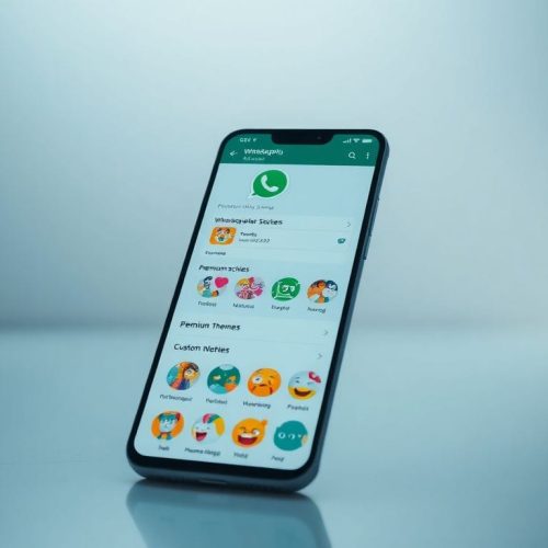Imagem mostrando um smartphone exibindo o WhatsApp Plus, destacando as novas funcionalidades de assinaturas premium e adesivos personalizáveis que a plataforma oferece.