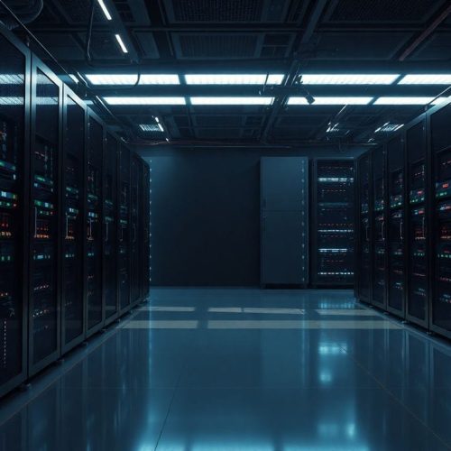 Imagem de um moderno servidor em um ambiente high-tech, representando a mudança de preço na utilização de ferramentas de IA da Anthropic, como o Claude, em decorrência do aumento da demanda e reclamações sobre a performance do modelo.