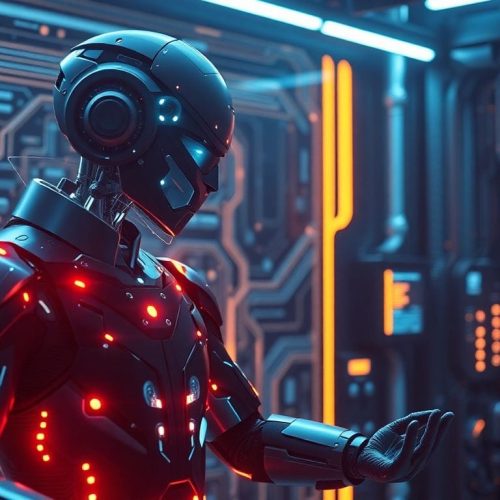 Imagem de um agente de AI futurista operando em um ambiente digital complexo, destacando as atualizações do SDK da OpenAI que visam ajudar as empresas a construir agentes mais seguros e capazes.