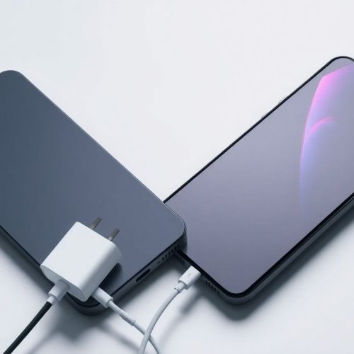 Imagem representativa mostrando o iPhone 17 Pro e o Galaxy S26 Ultra em uma comparação visual. Ambos os dispositivos se destacam em seus testes de carregador, com o iPhone 17 Pro superando rivais com sua tecnologia avançada.