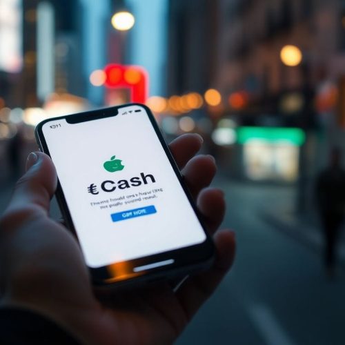Imagem de um iPhone exibindo o aplicativo Apple Cash, representando a recente interrupção do serviço, que afetou alguns usuários nos EUA. A imagem ilustra como a tecnologia moderna está integrada ao cotidiano das pessoas.