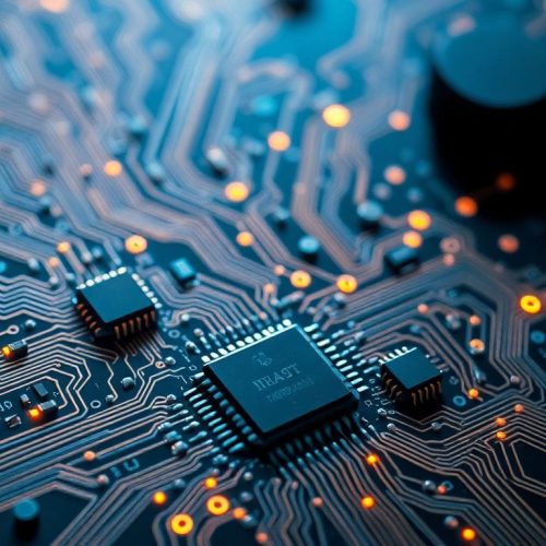 Imagem de um circuito digital representando a inteligência artificial, destacando a complexidade e a questão de confiança que permeia o julgamento entre Elon Musk e a OpenAI.