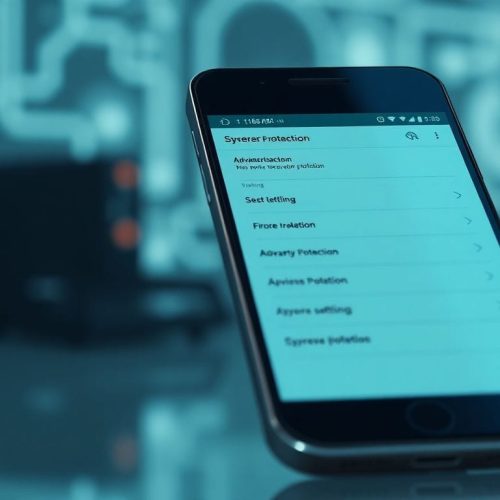 Imagem de um smartphone exibindo recursos avançados de proteção contra spyware, que ajudam a proteger os usuários contra ataques cibernéticos e vigilância governamental.
