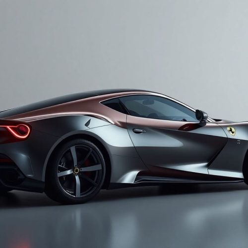 A stunning view of the Electric Ferrari Luce, um automóvel elétrico que redefine o design e a performance, unindo potência e tecnologia avançada em um novo patamar.